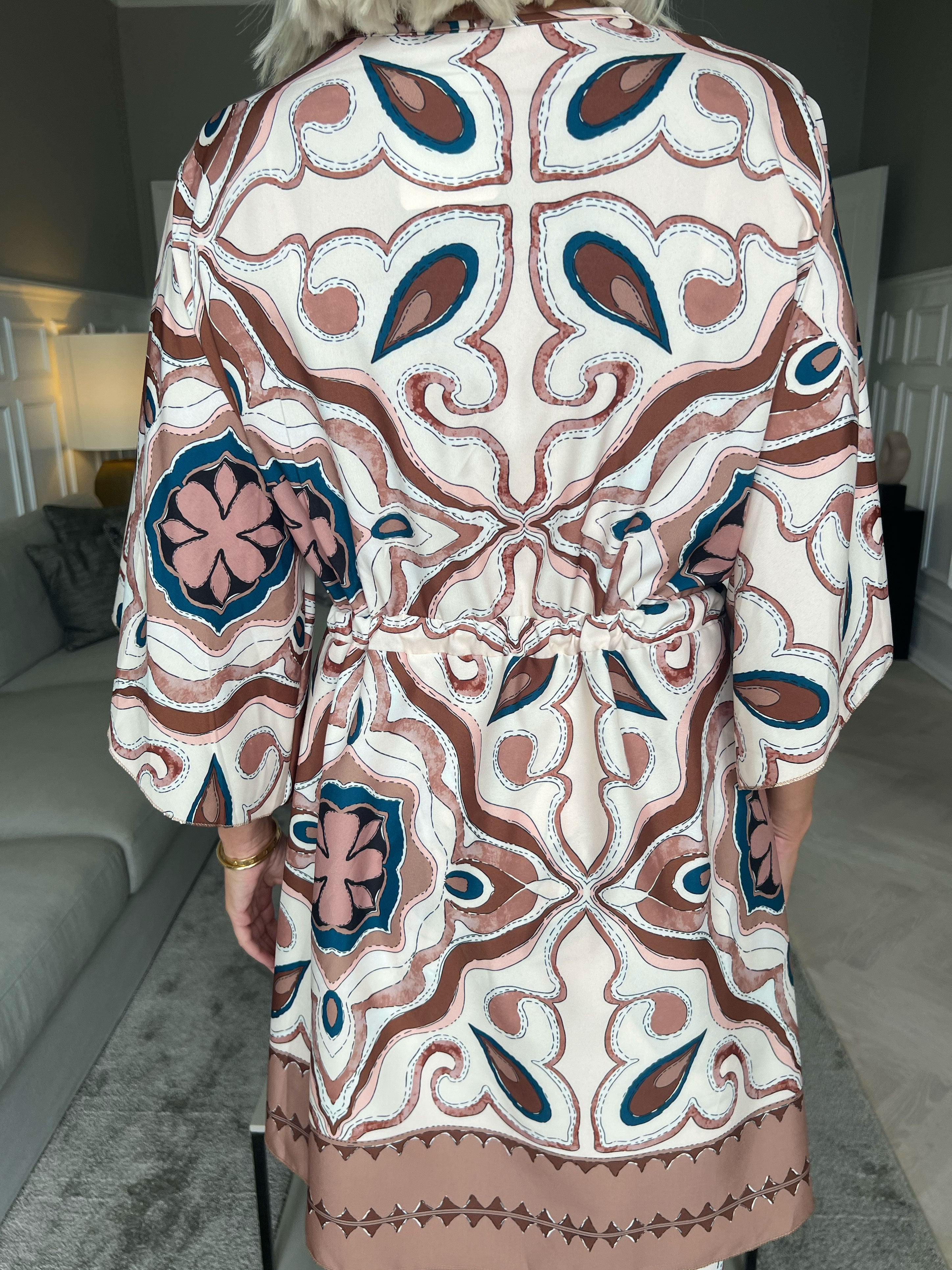 Yeva Tunika - Lang mønstret tunika med bindebånd